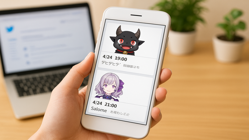 3.でびでびでびるサロメ配信スケジュール確認の具体的手順